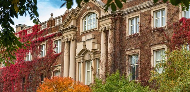University campus colonnade
